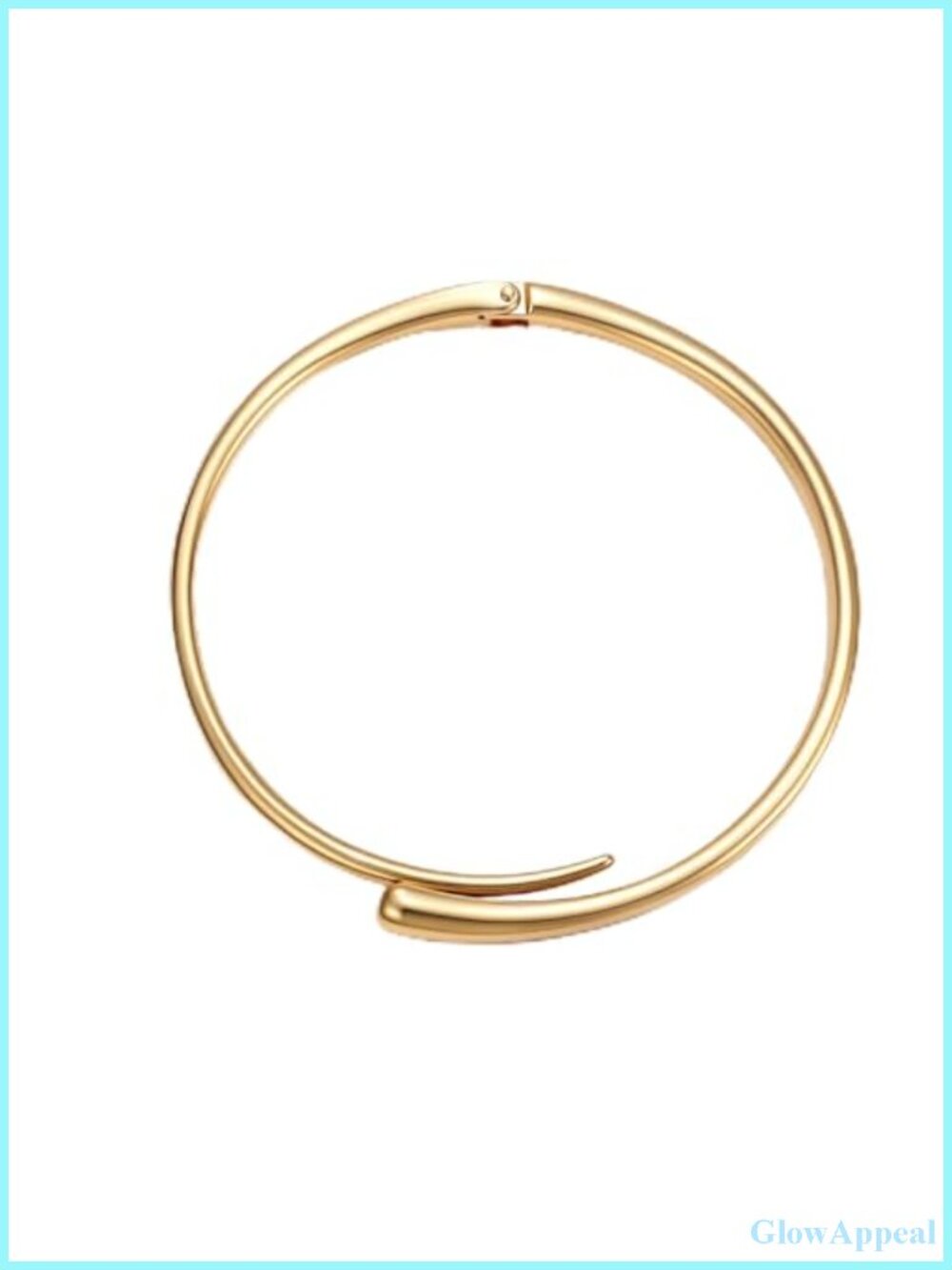 Gold Plated Teardrop Open Cuff Choker Necklace for Women Adjustable